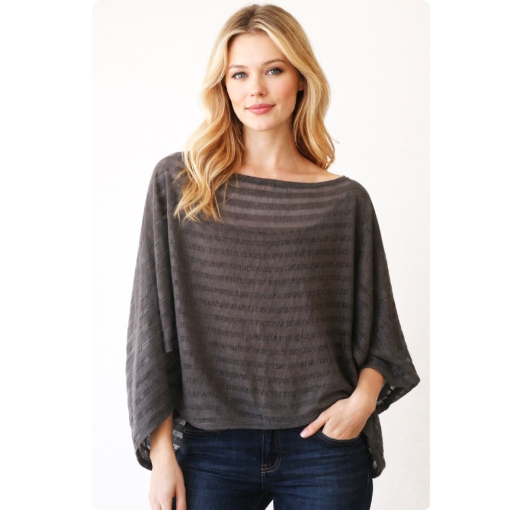 EASEL WOMEN'S DARK TAUPE BATWING TOP SIZE S